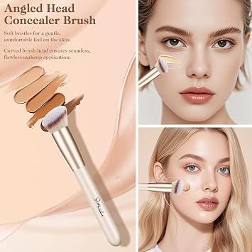 Start Makers Makeup Brushes 3PCS Set, Foundation, Contour, Concealer Brush for Liquid & Powder, Professional Vegan Synthetic Kabuki Brushes for Flawless Blending, Buffing & Setting