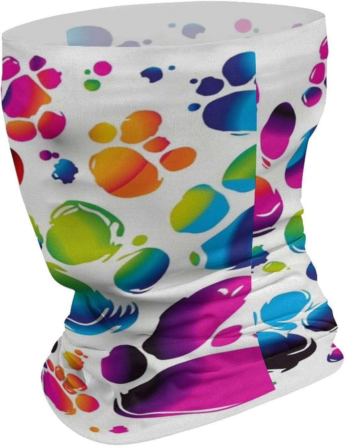 Colorful Dog Paw Print Neck Gaiter Face Mask Sun Protection Face Scarf Breathable Windproof Headwear Bandana For Men Women