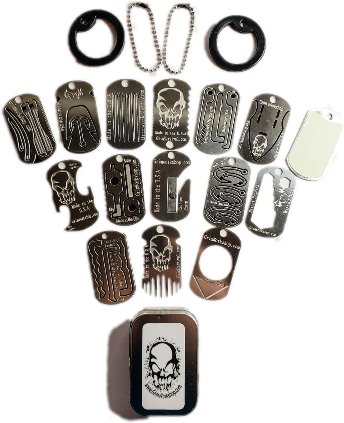 Grim Dog Tag Survival Necklace – Small EDC Kit