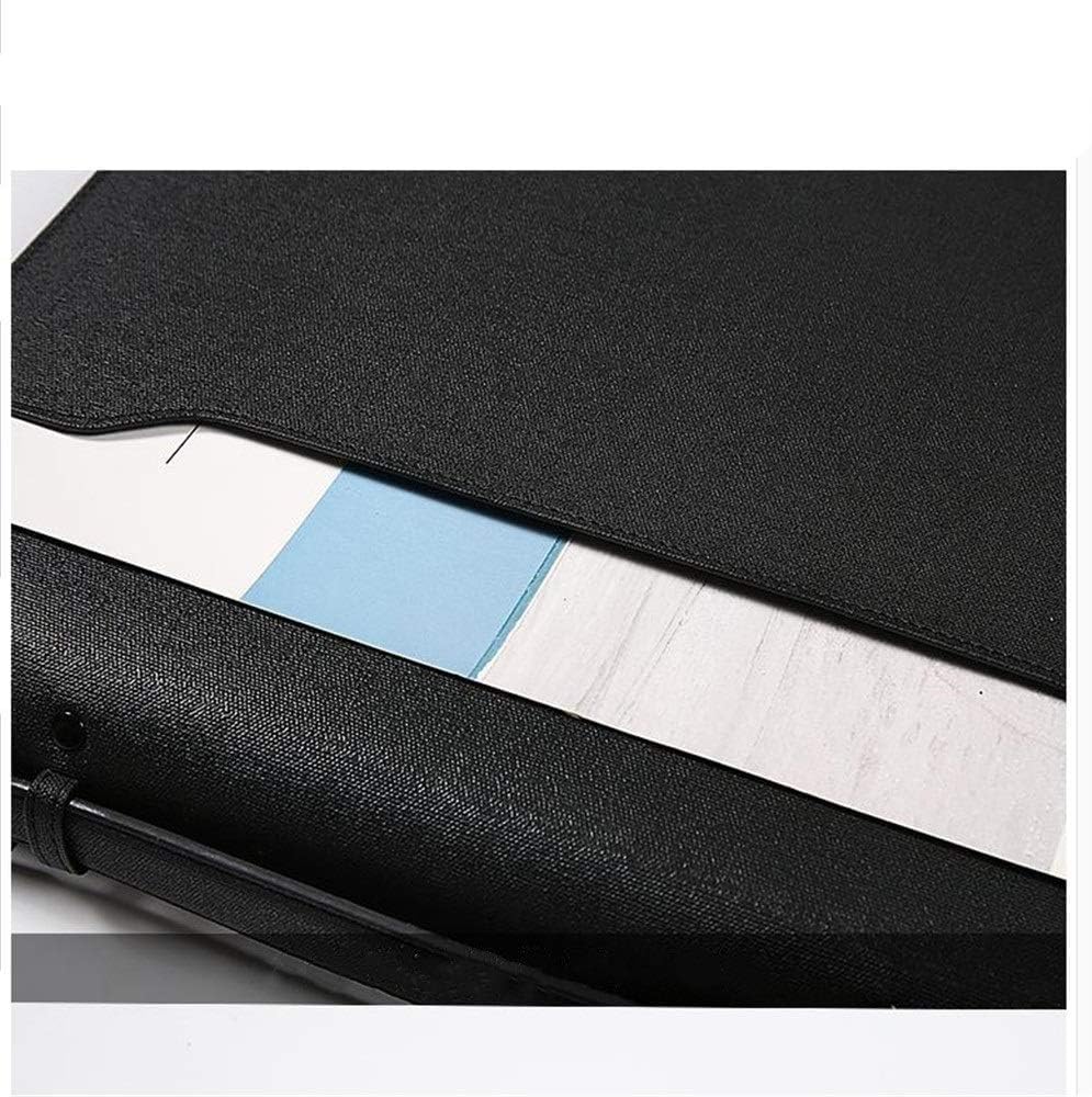 Raccoglitore per Portfolio Cartella for conferenze A4, quaderno Aziendale Multifunzione, con Cerniera, Portatile, for Ufficio, Scuola, riunioni, Tasche Pieghevoli for Lavoro d'ufficio(Black)