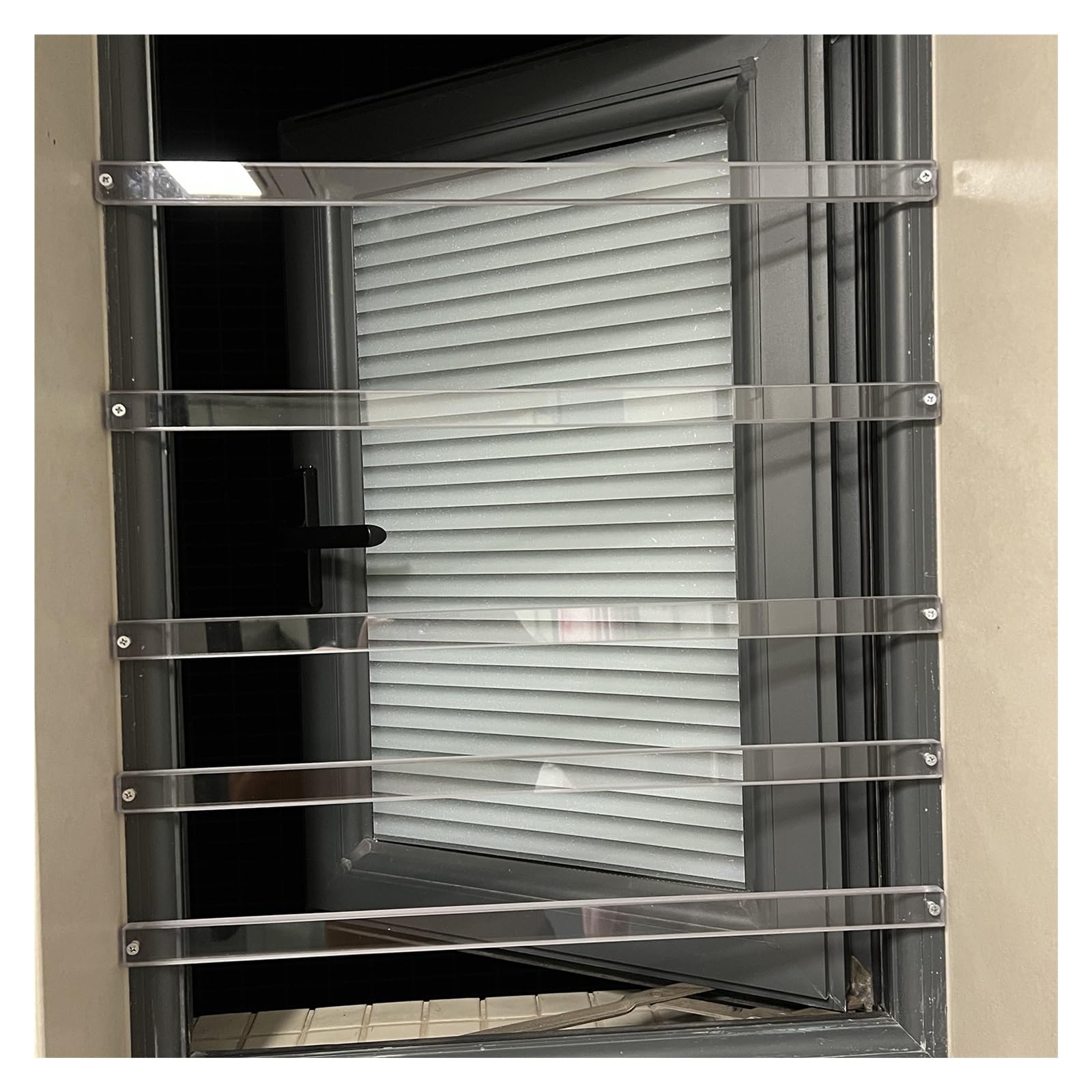AMUFJJ rejas Ventanas/reja Ventana Red De Seguridad para Ventanas Sin Taladros, Barras De Seguridad Transparentes para Apartamentos, Hoteles Y Hospitales, Protección Infantil.(5 Pack,16in/40.6cm)