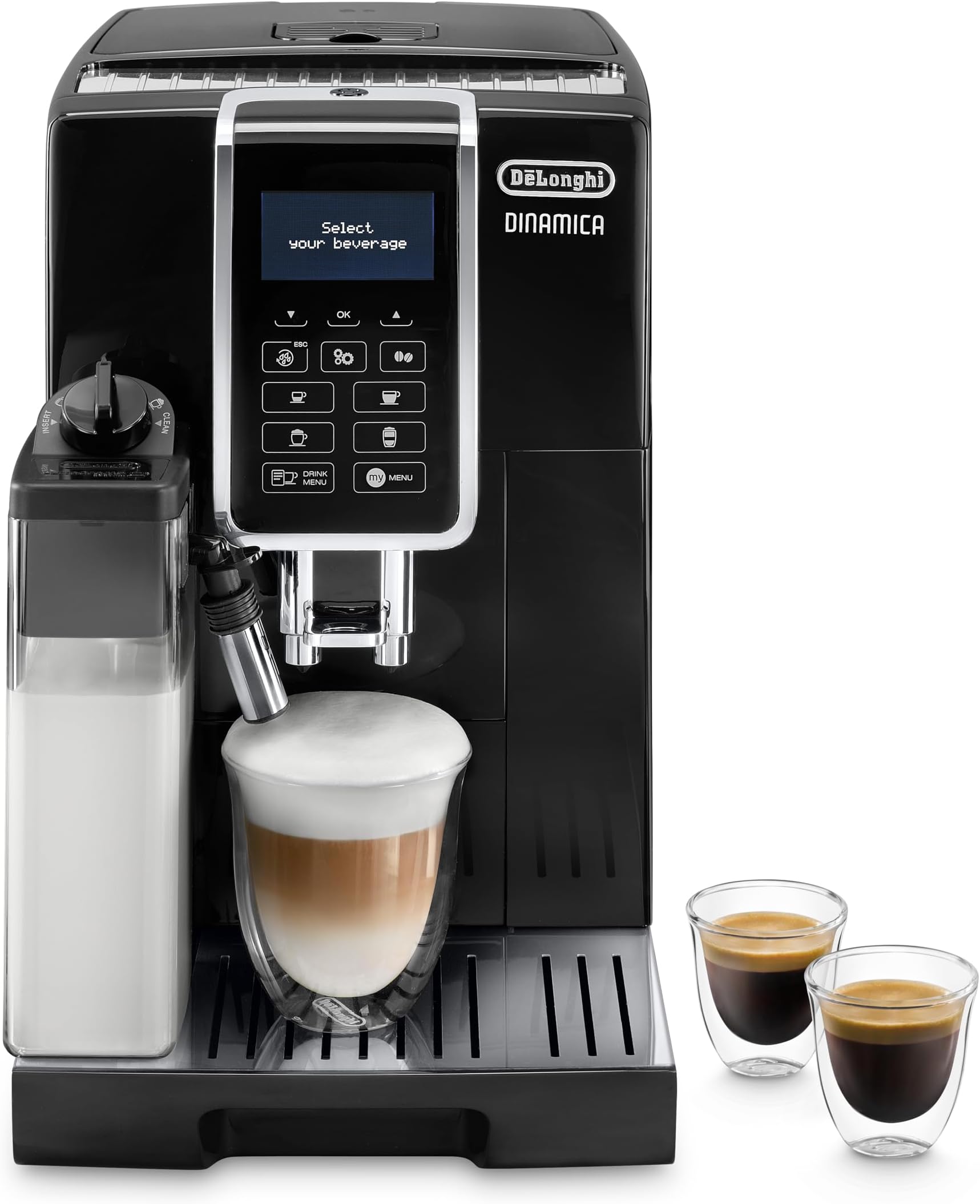 DeLonghi DINAMICA ECAM350.55.B Fully Automatic Coffee Machine, Bean to Cup Coffee, 24+ Functions, Ideal for Espresso, Americano, Cappuccino, Latte, Macchiato (Dark Grey)