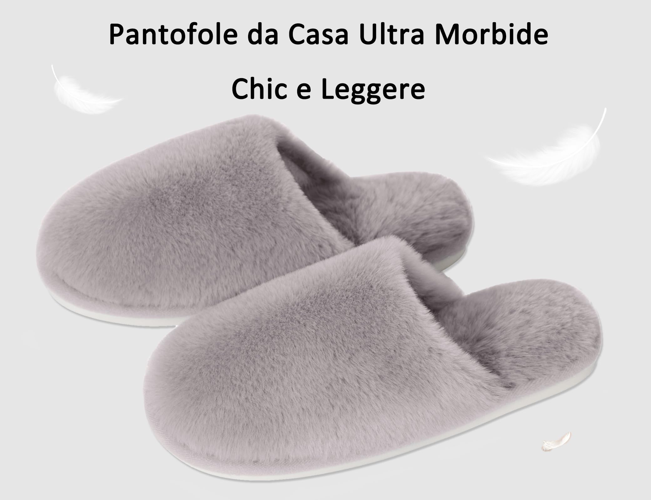Coswind Pantofole Donna Uomo Invernali Ciabatte Pelose Peluche Calde with Memory Foam Imbottite Casa Antiscivolo Mocassino Scarpe Morbide Comode Unisex Eleganti