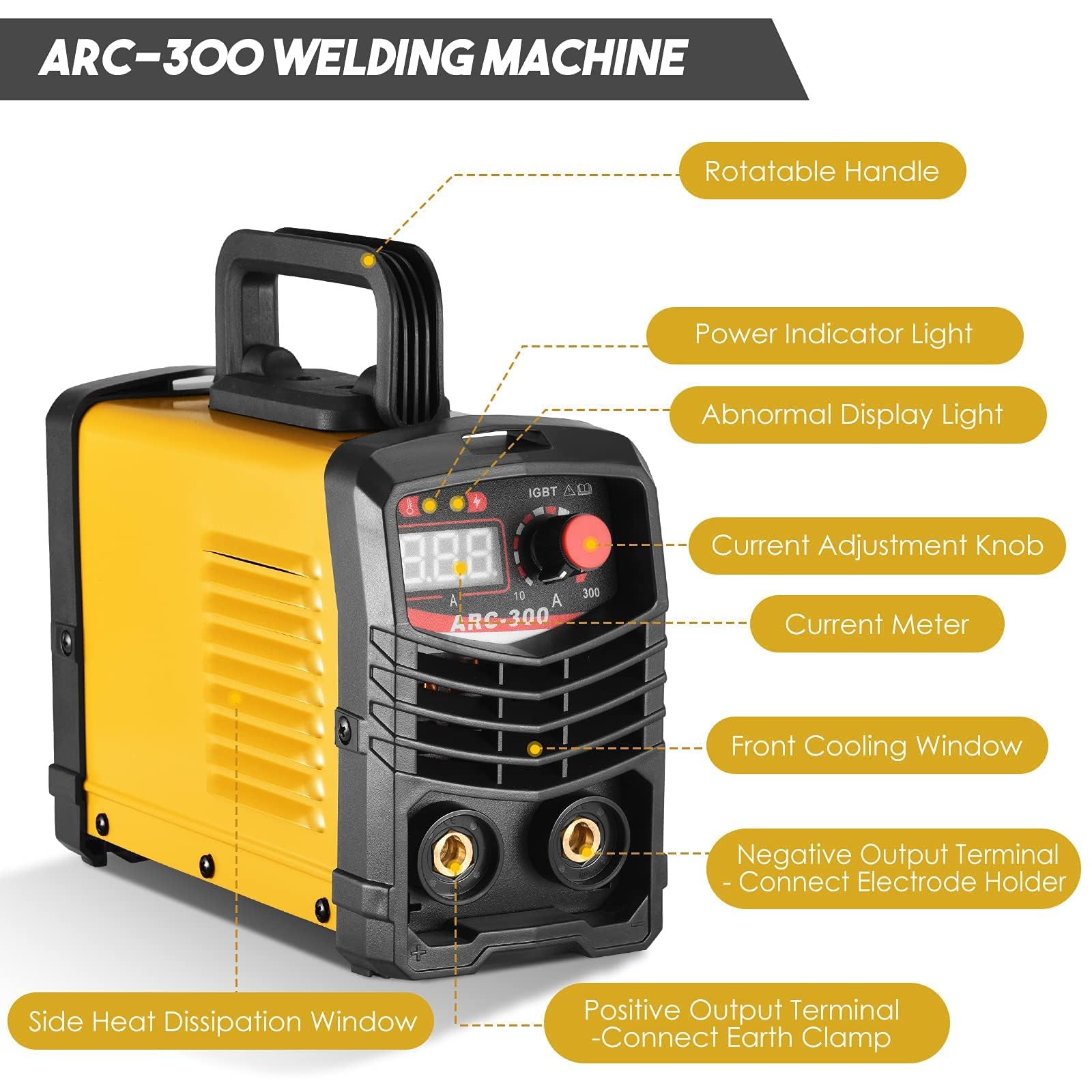 Soldador Inverter,Aomdom Profesional 300A MMA Maquina Soldar ARC IGBT Soldador de ARCO 220 V Máquina de Soldar Digital LCD Soldador Electrodo Portatil Grupo de Soldar