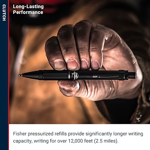 Miniatura 5 de Fisher Space Pen (#CLUTCH) Pluma que escribe boca arriba, color negro.