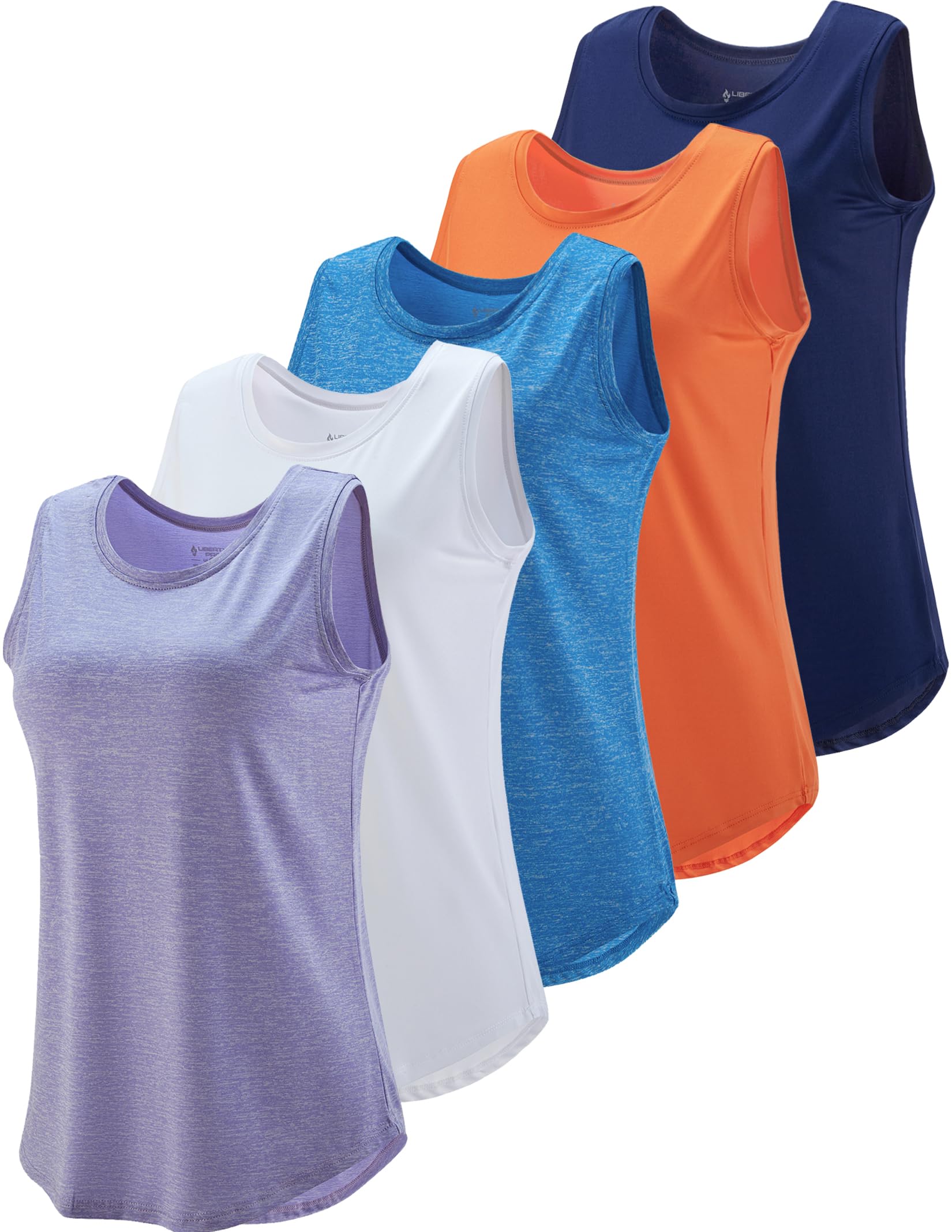 5 Pack Wide Straps Womens Workout Tank Tops, Athletic Sleeveless Shirts for Women, Ladies Exercise Tops for Yoga Tennis