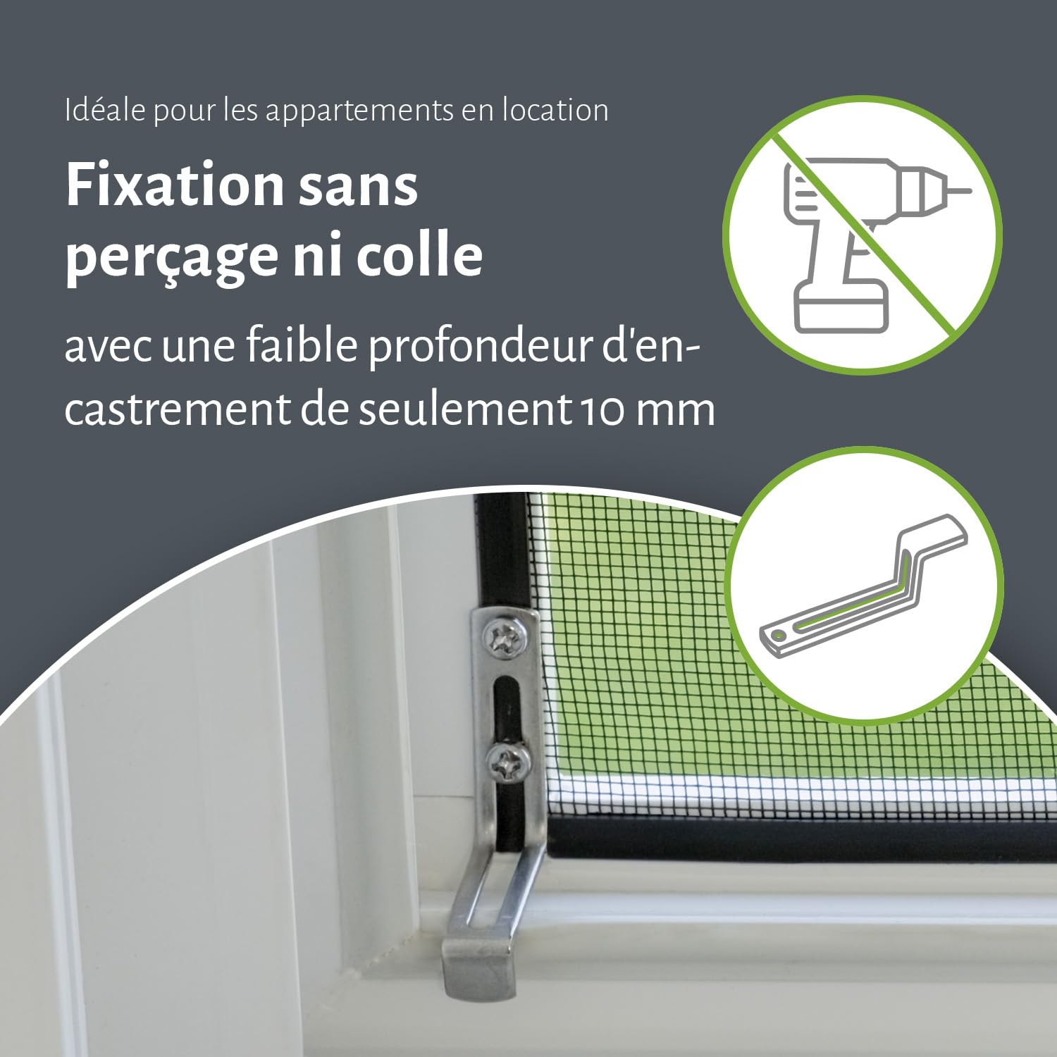 empasa moustiquaire de fenêtre START moustiquaire avec cadre aluminium en blanc, marron ou anthracite à monter soi-même, Couleur:blanc, Taille:130 x 150