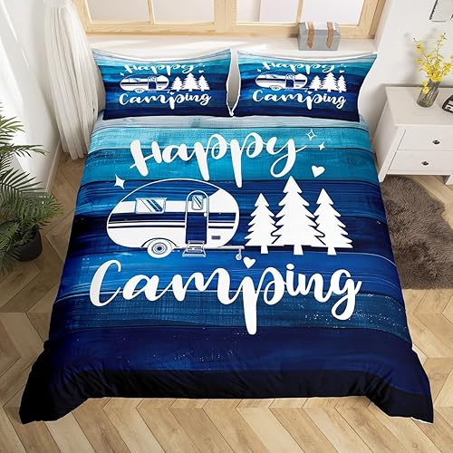 Miniatura 8 de Funda de edredón Happy Camping RV Camper (sin edredón), juego de ropa de cama estilo granja occidental, colcha de pintura de auto para camping