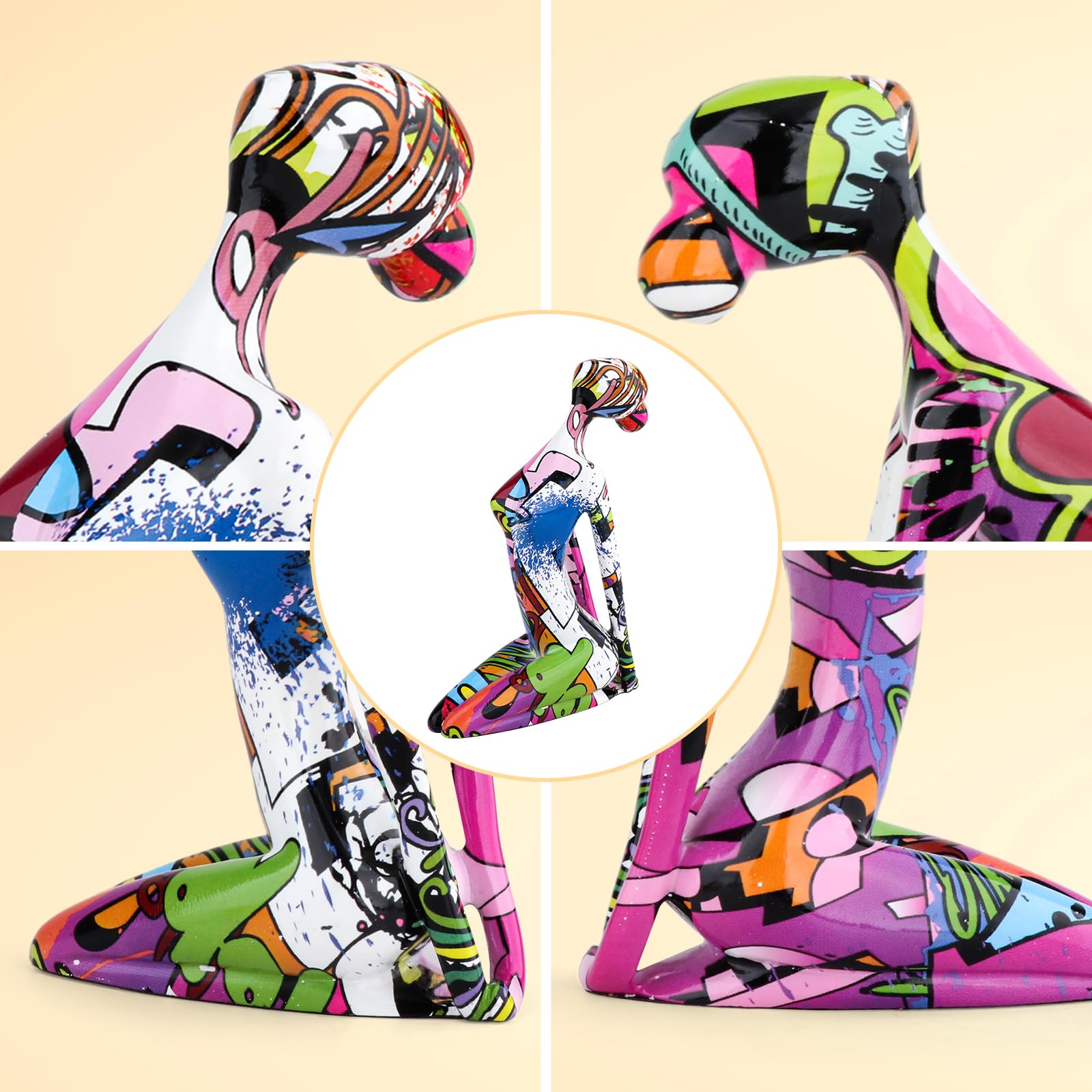 Espositori da Esposizione Statua di Donna Yoga Decorazione Figurine Artigianali per Accenti Decorativi per la casa Decorazione per Soggiorno Camera da Letto Libreria Porta TV - Co