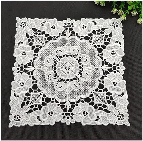 Codulu Tovagliette da tavola in pizzo centrini sottobicchieri quadrati in pizzo ricamato all'uncinetto tovaglia per fai da te stoviglie per matrimoni decorazione cuscino 1PCS-A