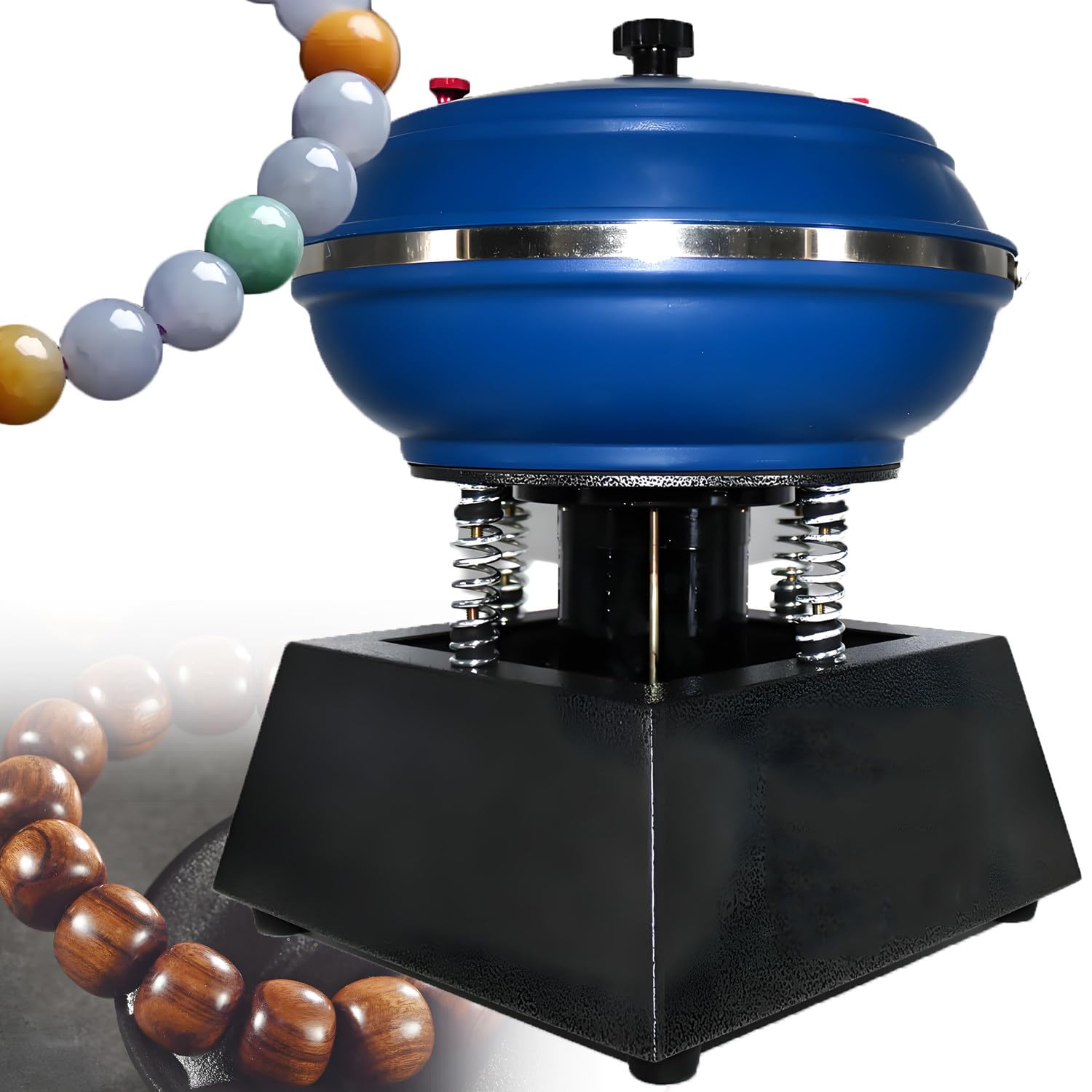 QuinteZhenTially Vibrating Polishing Drum,12 Inch Jewelry Vibration Polishing Machine,120w 6l Electric Vibrating Tumbler Vibratory Rock Tumbler Bowl Tumbling Polishing Machine Blue