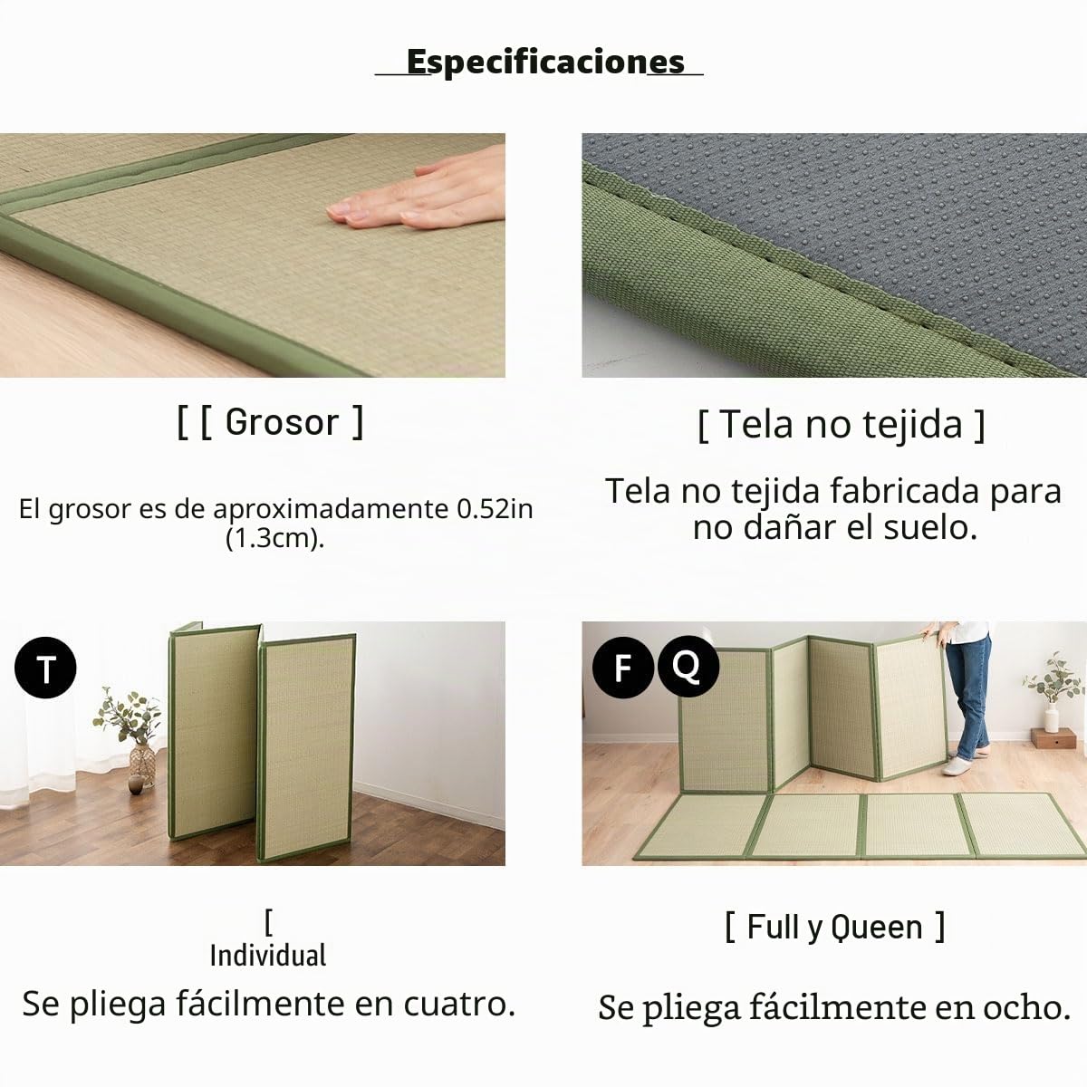 EMOOR Esterilla de Tatami Japonesa 140 x 200 cm Hierba Junico Natural (sin Teñir), Colchón Plegable Igusa Dormir en el Suelo Colchón Futón Japonés Meditación Yoga Zen