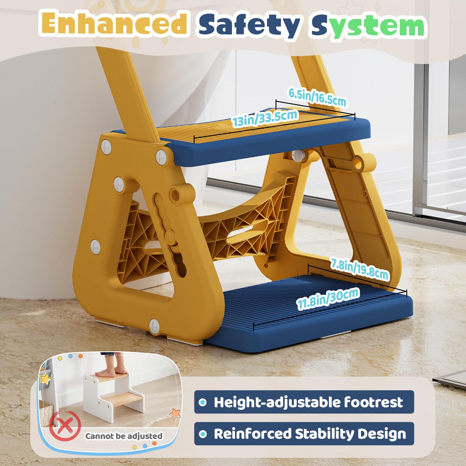 Riduttore Wc Bambini con Scaletta, 2 In 1 Scaletta Wc Per Water Bambini con Struttura a Triangolo, Paraspruzzi Estesi Regolabile e Pieghevole Sgabello Antiscivolo, Adattatore per Bambino e Cuscino