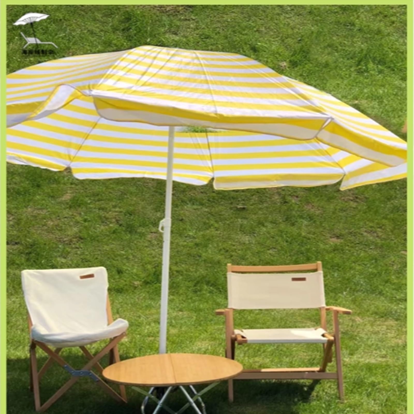 Parasol słoneczny, przenośny parasol słoneczny na podwórko, wiatroszczelny, trwały, lekki, do ogrodu, basen, podwórko, plaża, kemping (niebieski i biały, 2,2 m/7,2 stopy)