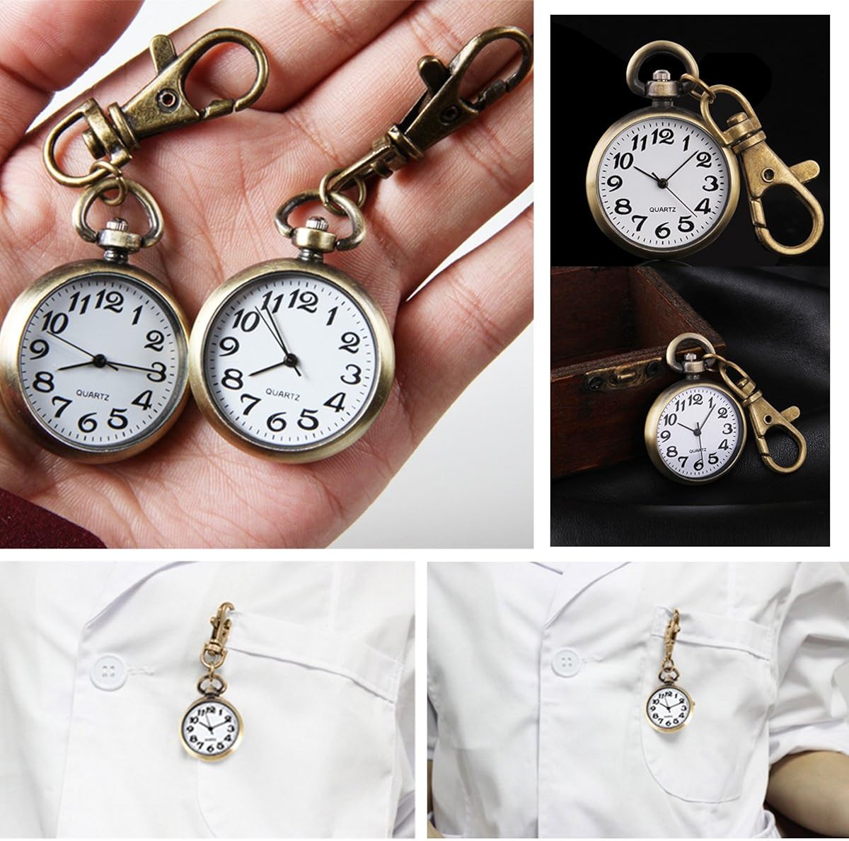 ALIENWOLF Vintage Round Classical Pocket Key Chain Watch Pendant