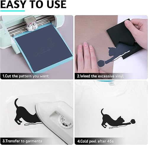 Miniatura 7 de HTVRONT Vinilo holográfico HTV de transferencia de calor, paquete de 6 unidades de vinilo holográfico para planchar, arco iris, plateado, metálico,