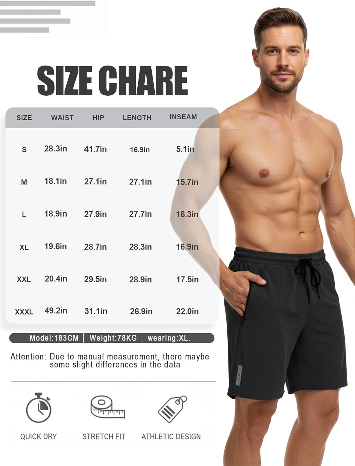 Men's 5" Running Shorts 5 Pack Quick Dry Athletic Workout Gym Shorts with Zipper Pockets