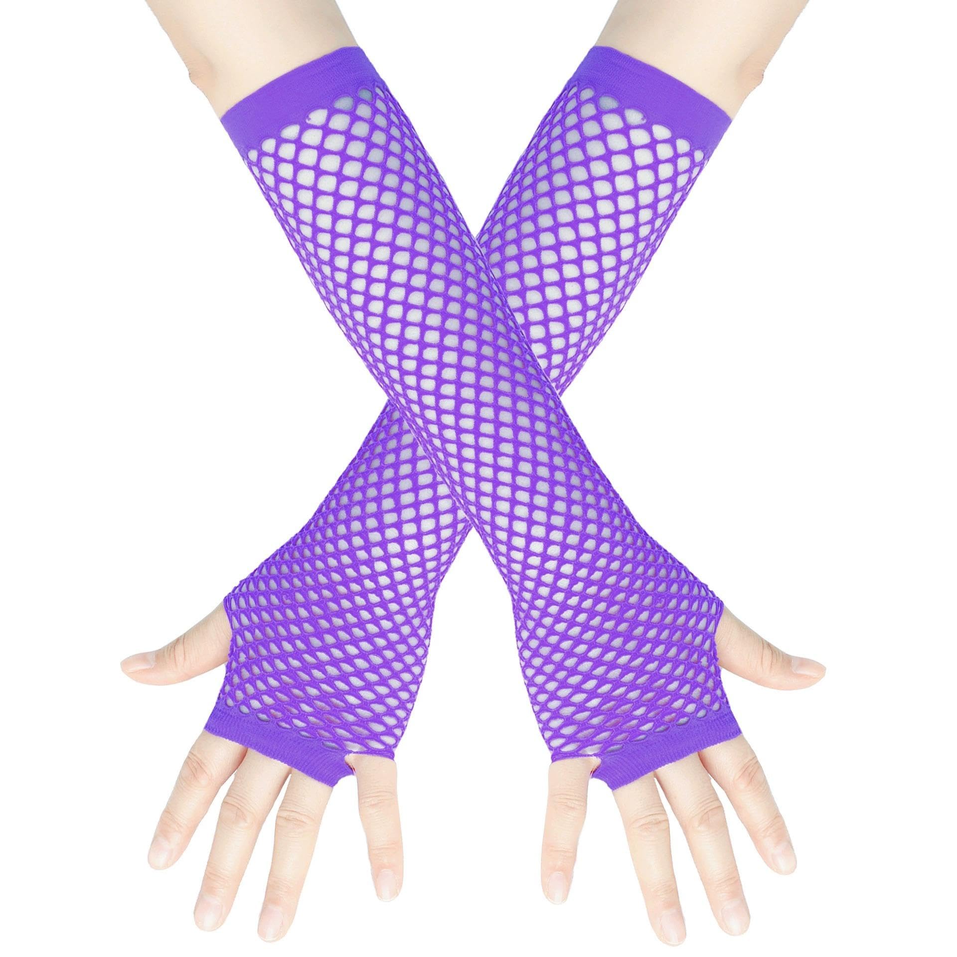 Leryavow Fingerless Arm Sleeves Gothic Party Cosplay Glove for Theme Purple