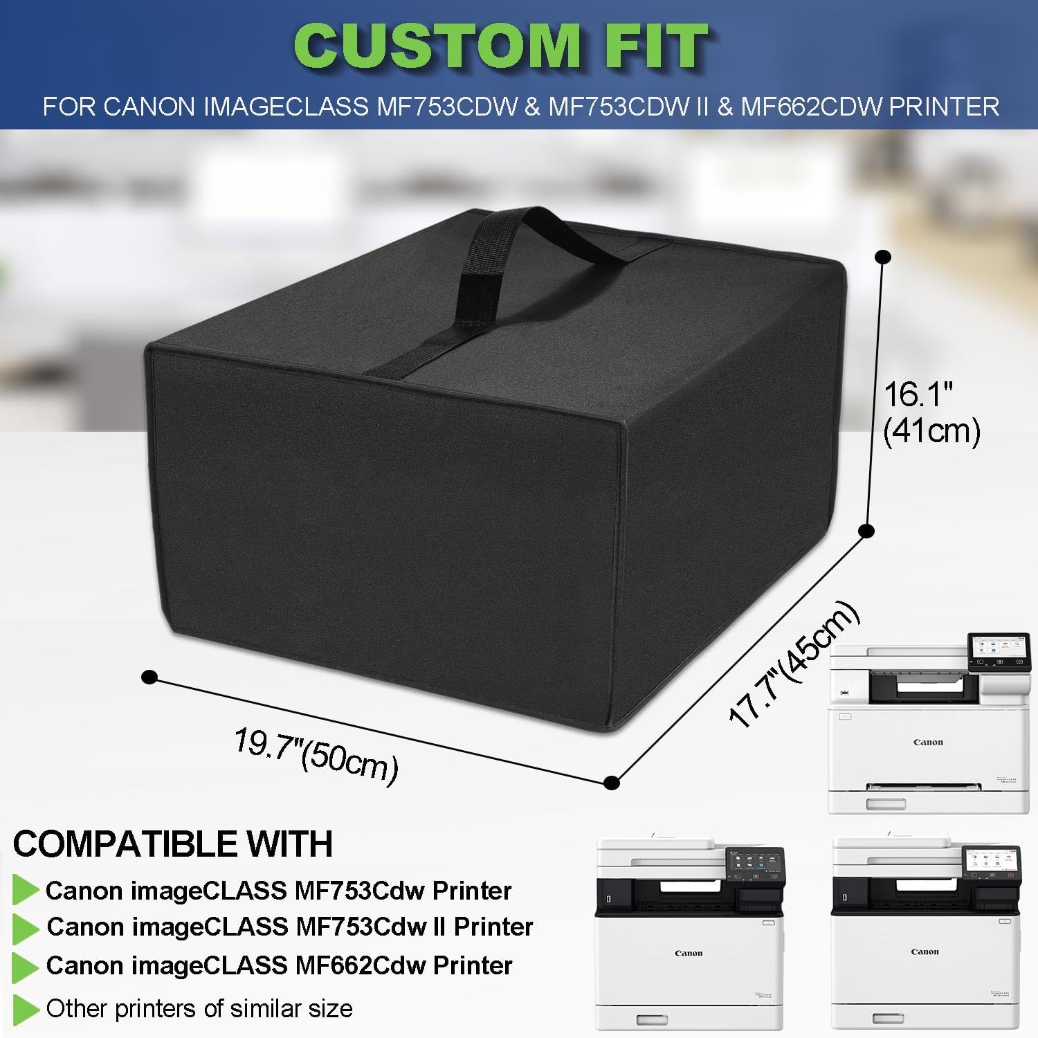Printer Dust Cover, Waterproof Anti-static Tear-resistant Printer Case, Thick 600D Nylon Fabric, Printer Cover for Canon imageCLASS MF753Cdw/MF753Cdw II/MF662Cdw Laser Printer (Black)