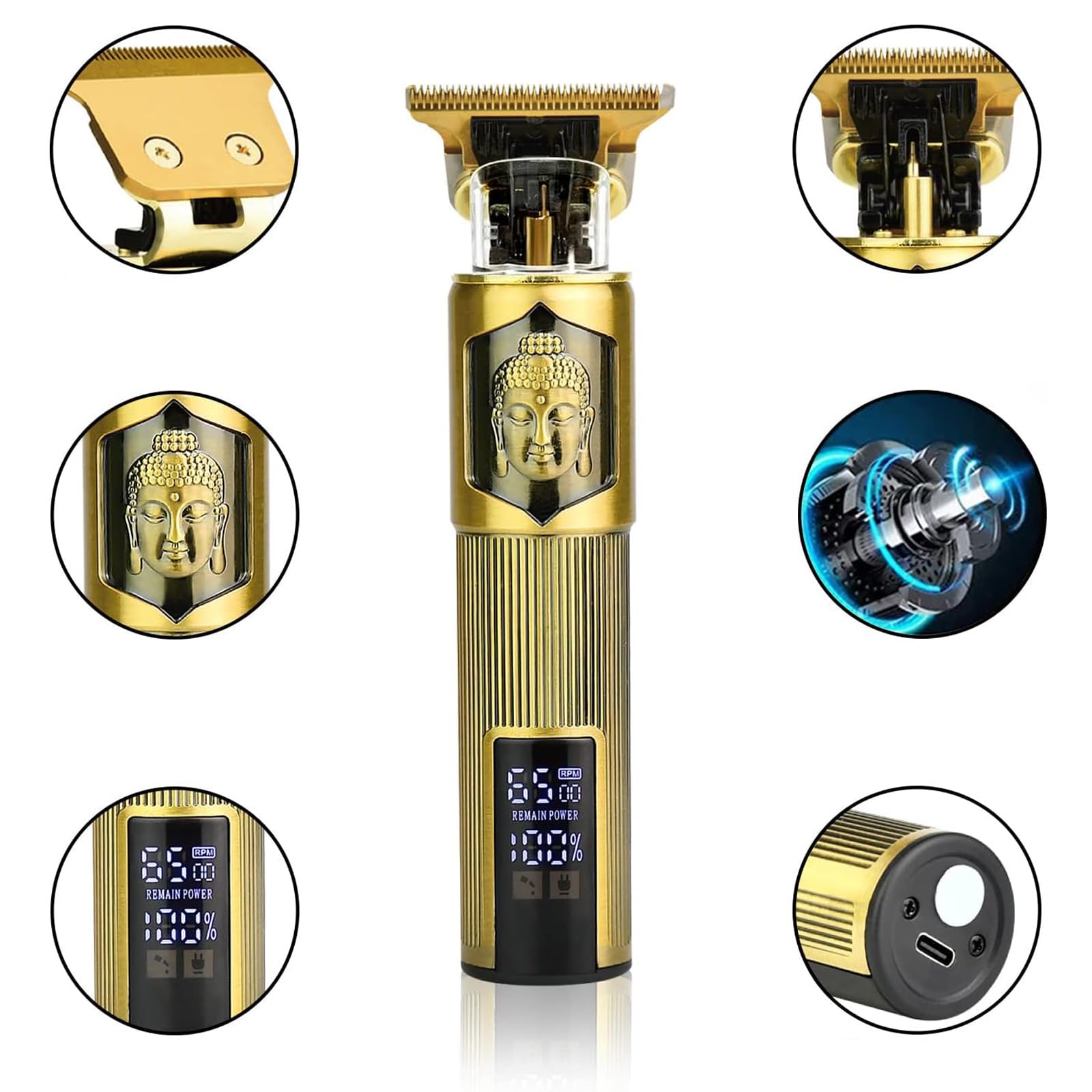 OPPOSITE Rasoio elettrico barba e capelli uomo professionale USB ricaricabile display LCD PLUS impermeabile e portatile