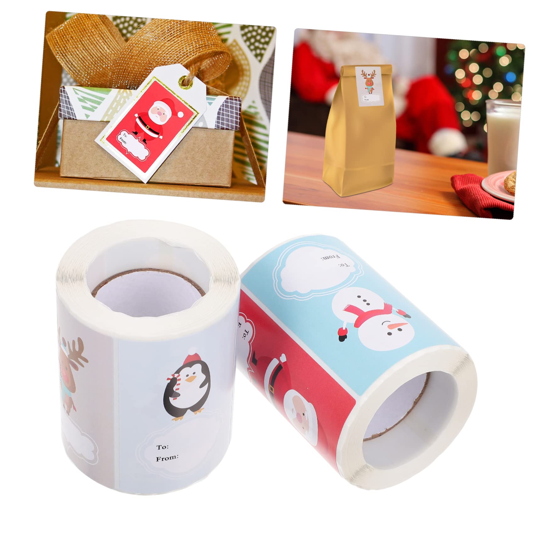 SHINEOFI 10rotoli Adesivi Natalizi Scrivibili Etichette Autoadesive Per Decorazioni Stickers Cartoon Per e Biglietti e