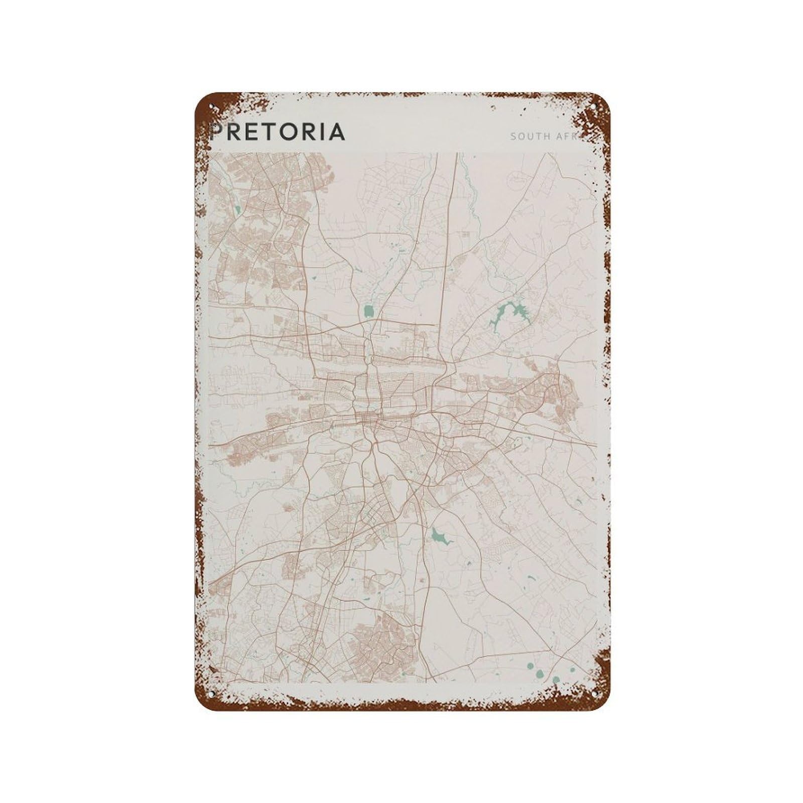 xiaoxiaoshen Pretoria Map South Africa Travel Gift Minimalist Wall Decor Art Metal Tin Poster Modern Home Decor Art Home Bar Shop Decorations Vintage Sign 30x20cm