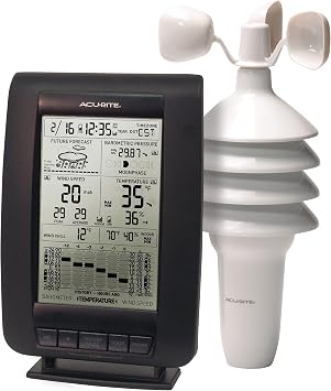 AcuRite 00634A3 Wireless Weather Station with Wind Sensor, Black