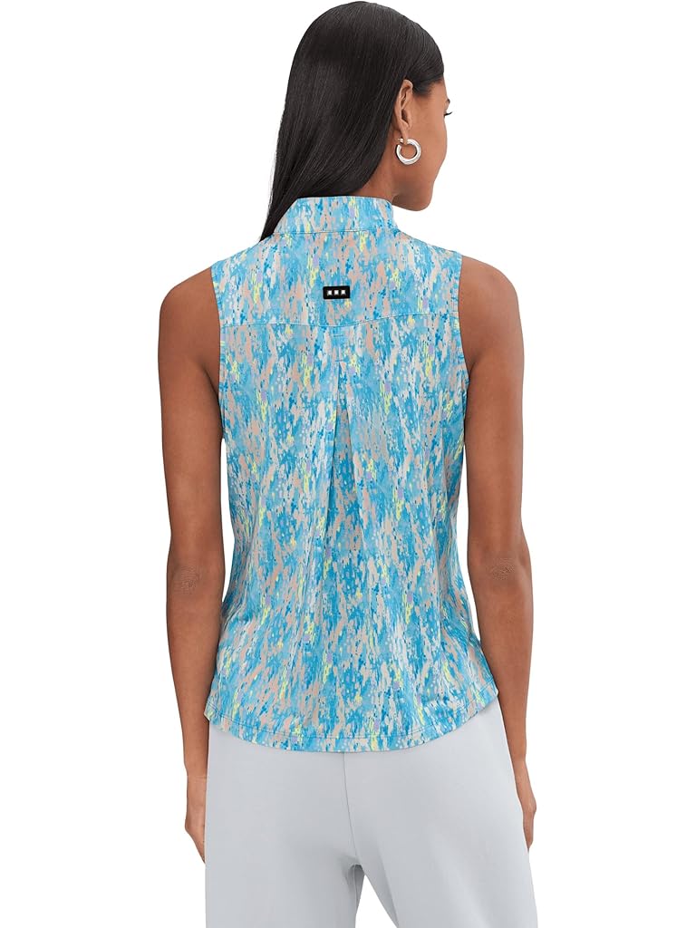 Blue Jamie Sadock Fingerpaint Print Sleeveless Polo