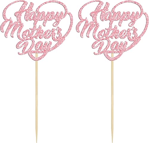 Miniatura 10 de Gyufise 1 pieza de decoración de pastel de feliz cumpleaños con rosa con purpurina para el día de la madre, para mujeres, fiesta de cumpleaños,