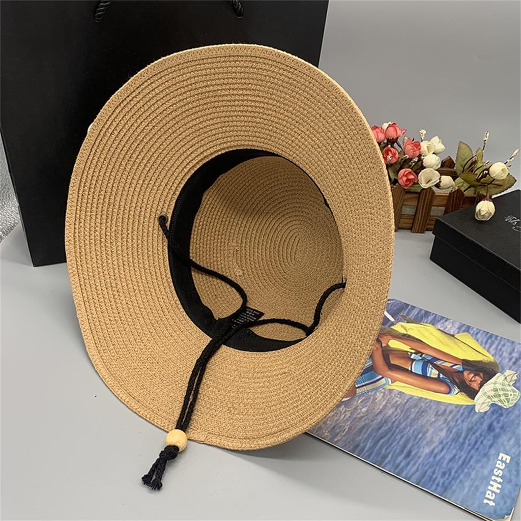 Foldable Adjustable Windproof Rope Fisherman's Hat Shade Female Round Top Wide Brim Vintage