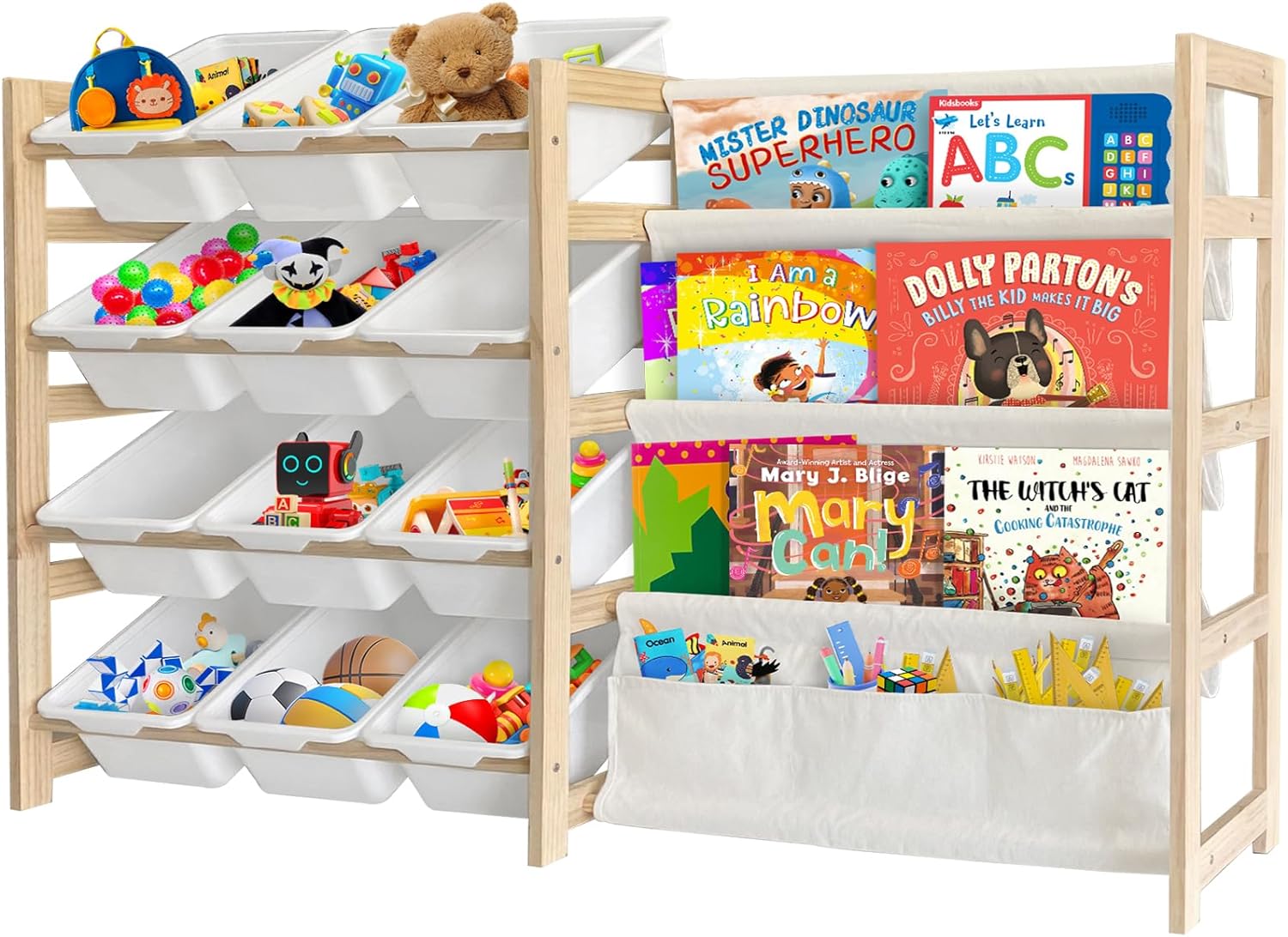 Toy Storage Organizer Bookshelf 12 Bins Multipurpose Kids Room