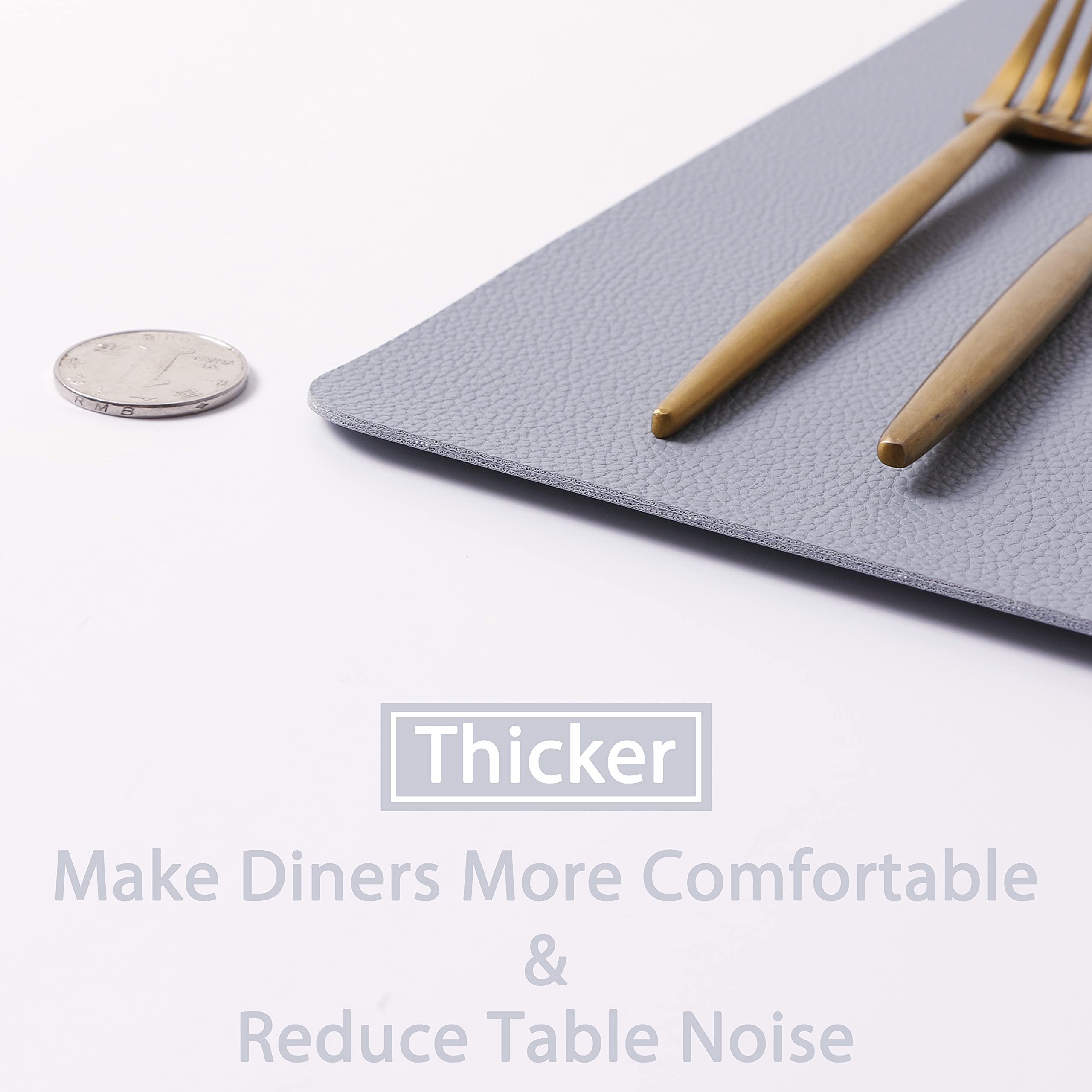 Manteles individuales de cuero lavables resistentes al calor, fáciles de limpiar, para mesa de comedor, mesa de cocina (6, azul pálido)