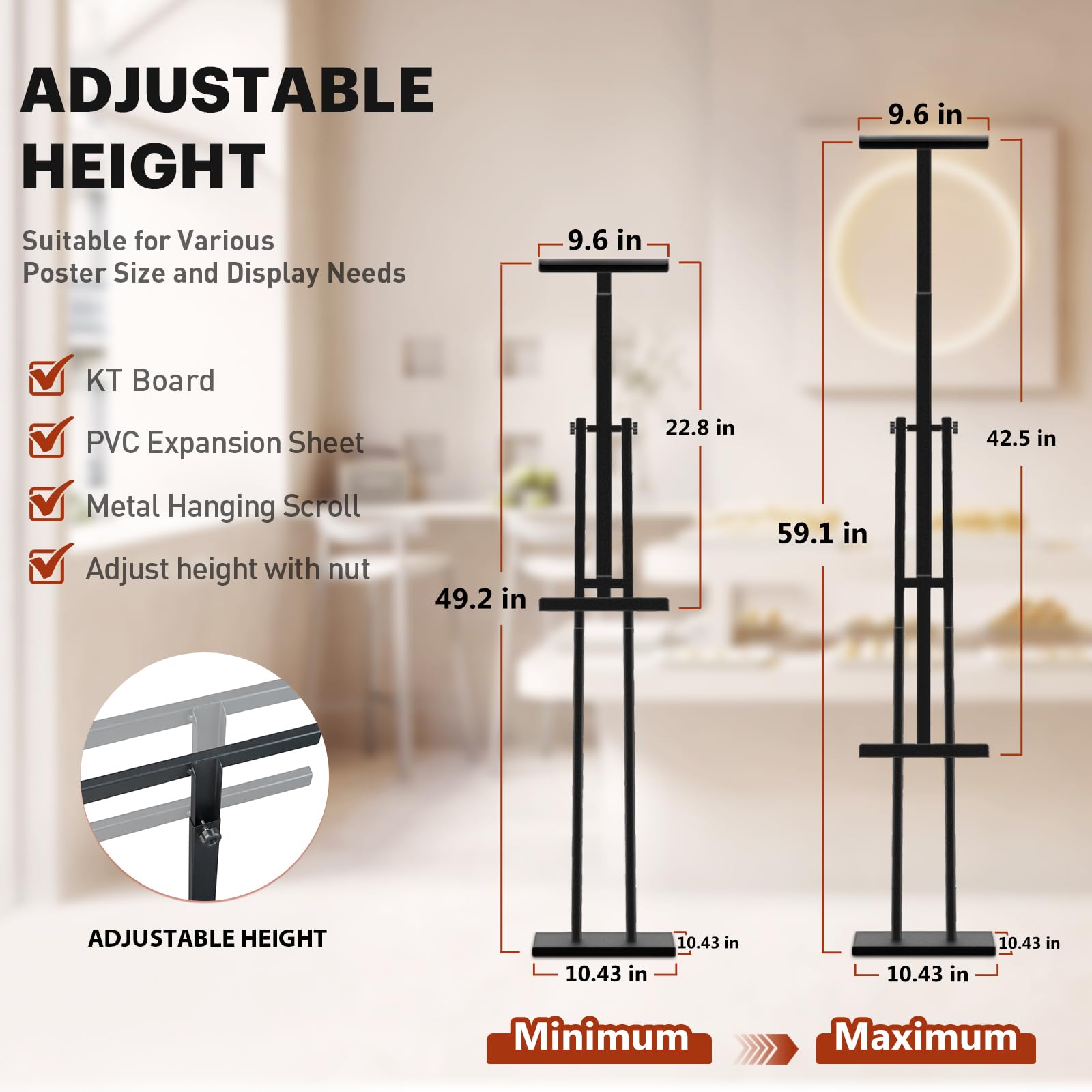 Soporte ajustable de doble cara para carteles, rotación de 180°, soporte para letreros de pie para exposiciones de negocios, restaurante, paquete de 2