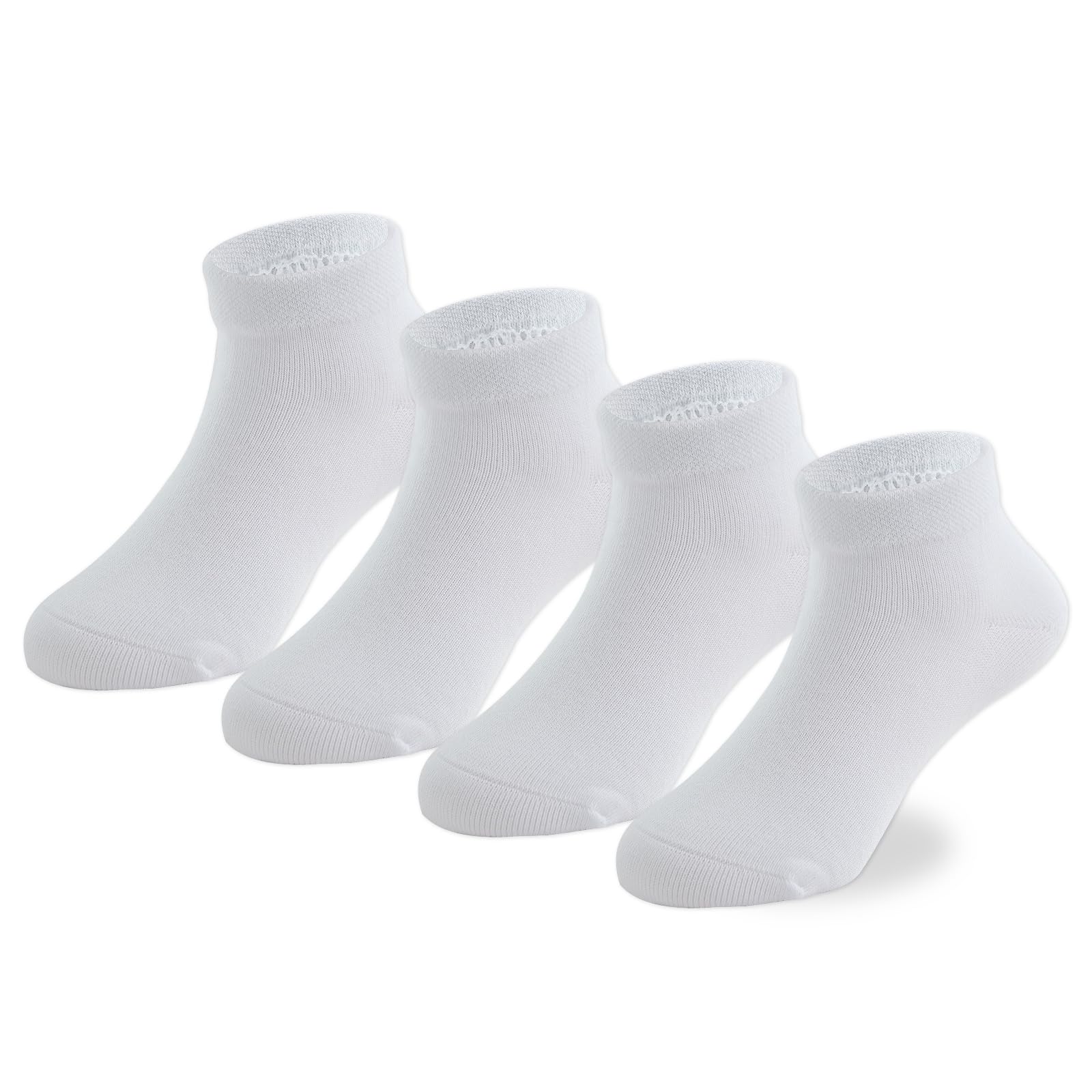 EPEIUS Kids' Low Cut Ankle Socks Cotton Seamless Toe Sport Athletic Socks for Boys Girls White Black Navy 4/8 Pack