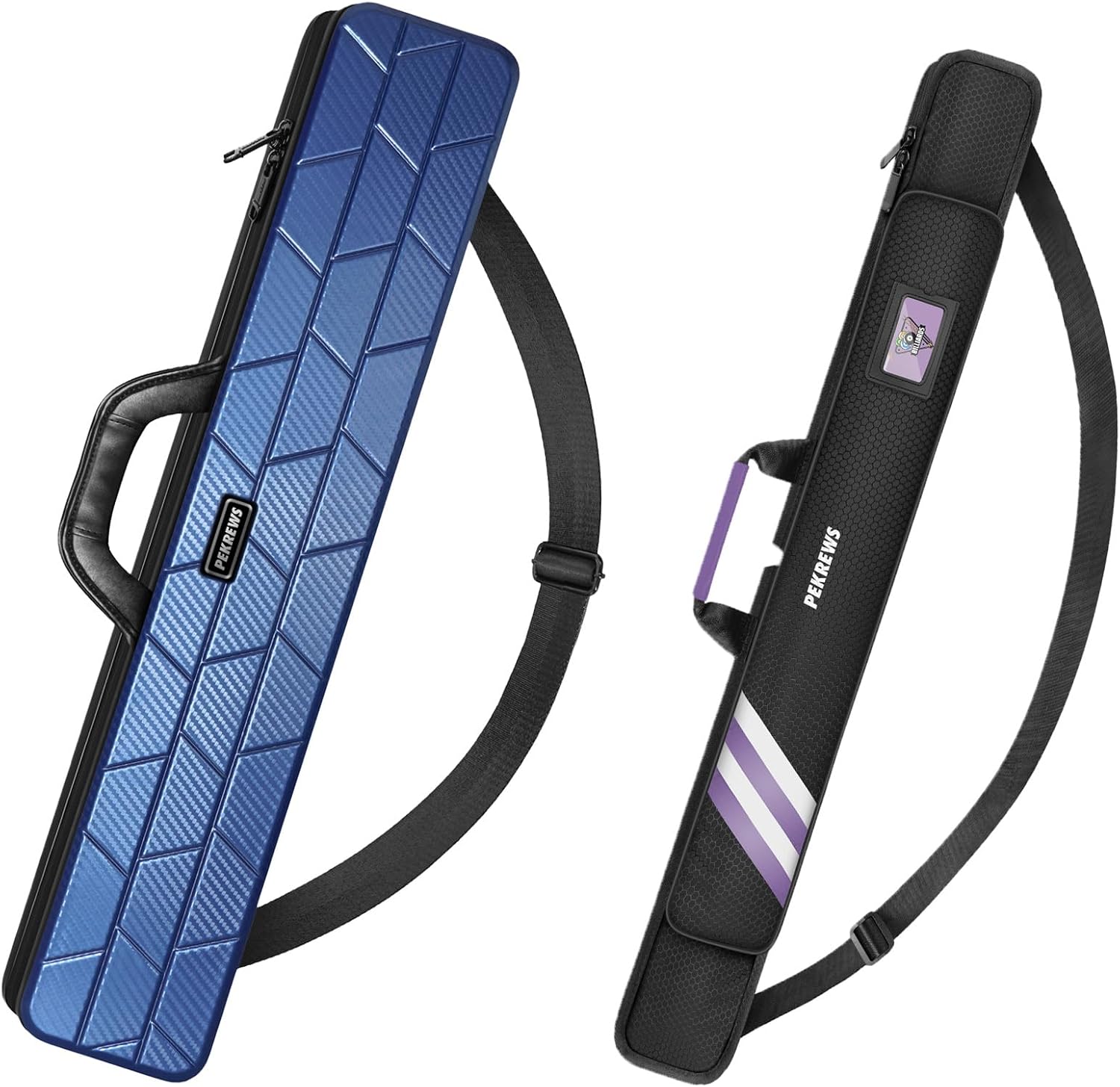 1x1 Soft Cue Bag Purple & 4x4 Hard Pool Cue Case Blue Set