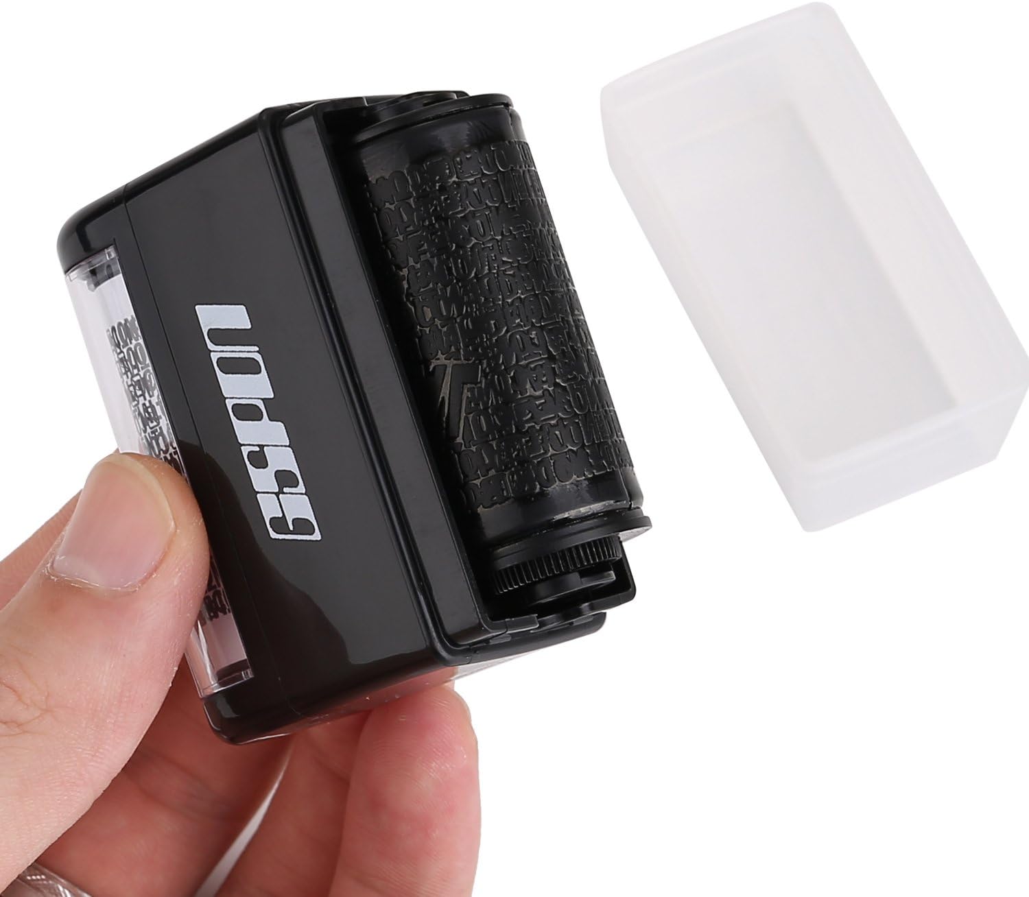 GSPON Identity Security Protection Roller Stamps, Advanced Wide Roller Identity Theft Prevention Security Hide ID Garbled Rubber Stamp Perfect for Privacy Protction. … (Black)
