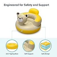 Vista 4 de Asiento de bebé inflable: silla de bebé portátil para bebés de 3 a 12 meses, bomba de mano incorporada, asiento infantil suave con base antivuelco