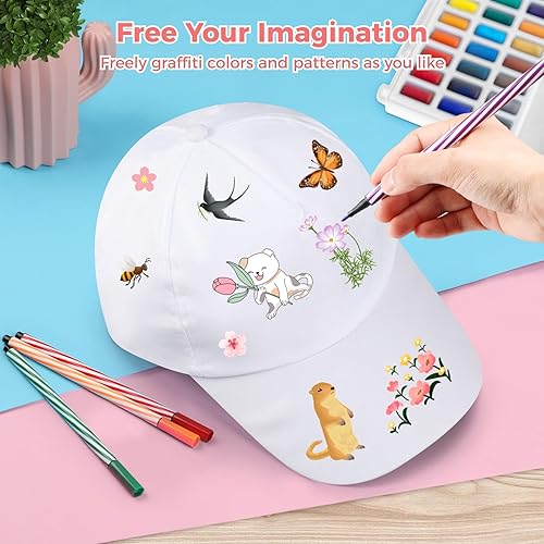 Miniatura 3 de B bangcool DIY Kids Baseball Caps Sombreros - Blanco DIY Pintura Creativa Poliéster Sun Hat Sports Cap para niños