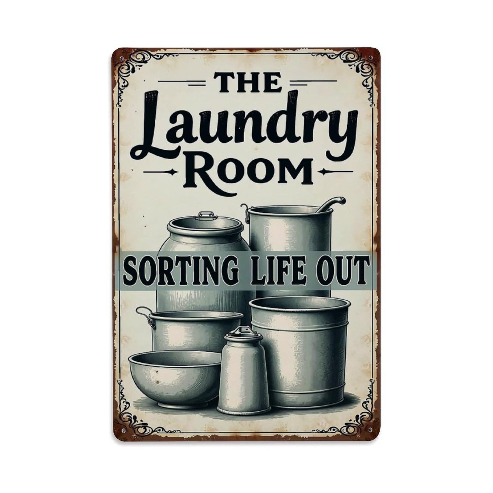 Jdfenggu Vintage Laundry Room Sign Retro Metal Tin Sign, Decor Art Poster For Bar, Home, Man Cave, Kitchen, Laundry Room Gift 8X12inch