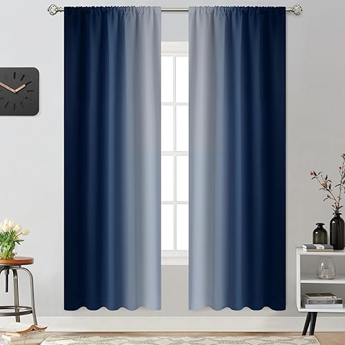 Yakamok Cortinas degradadas con aislamiento térmico y dobladillo para cortinero, oscurecimiento de habitación, color degradado, para dormitorio