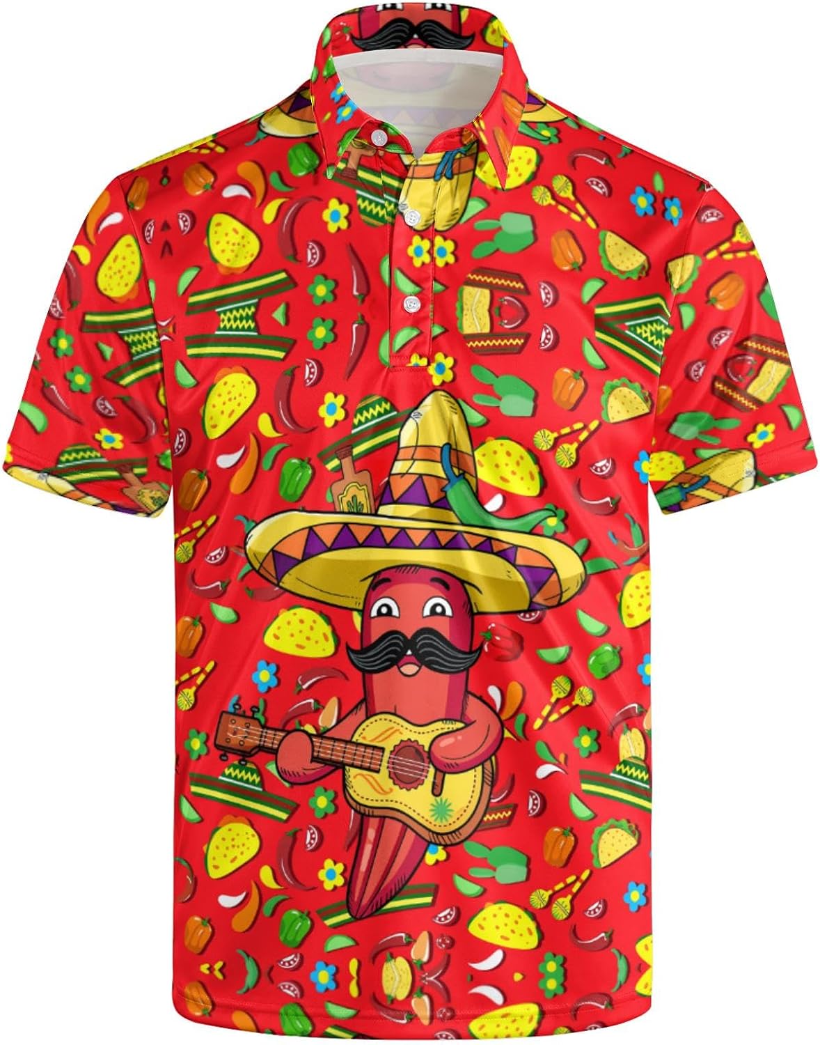 Funny Golf Polo Shirts for Men Performance Casual Print Pattern Short Sleeve Golf Shirt for Men