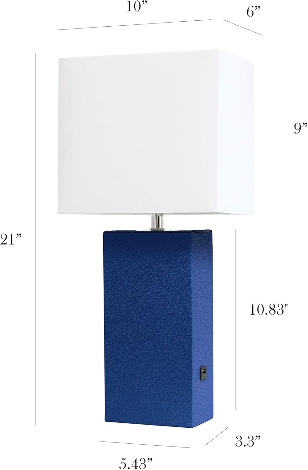 Bеѕt Dеаl 🛒 Elegant Designs LT1053-BLU Modern Leather USB and White Fabric Shade Table Lamp, Blue