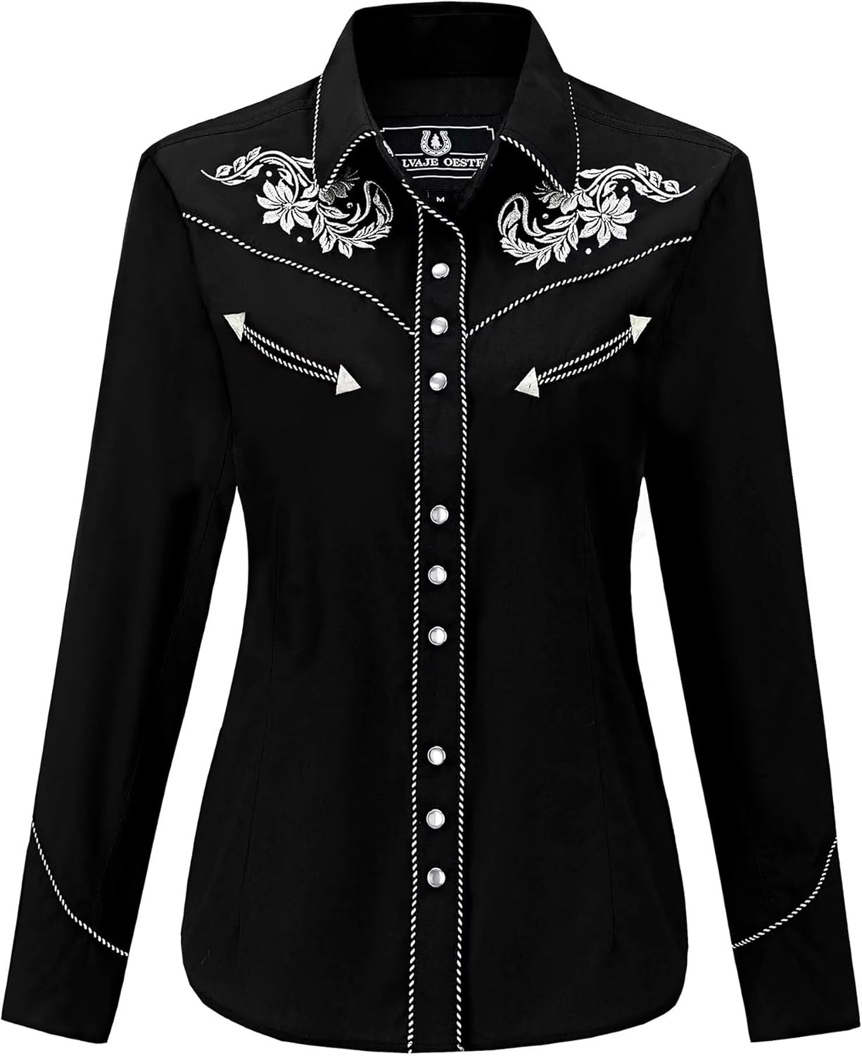 SALVAJE OESTE Women's Embroidered Western Cowgirl Slim Fit Shirt Snap Button Down Long Sleeve Shirt with Floral Embroidery