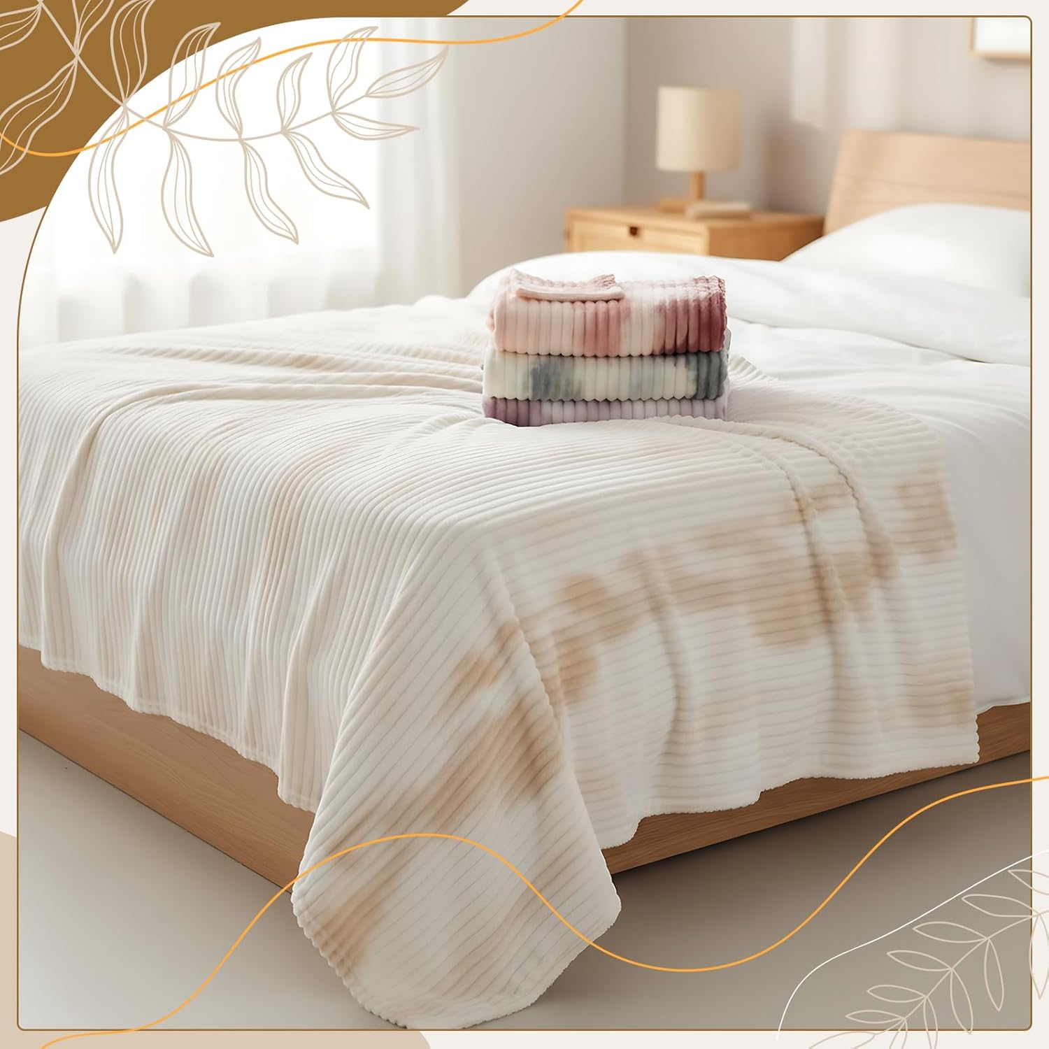 4 Pcs Faux Fur Throw Blanke Bulk Winter Homeless Donation Gifts Tie Dyed Rabbit Fur Sleepover Blankets Warm Lightweight for Bed Couch Wedding Charity (80 x 60 Inch,Earth Tone) - Image 6