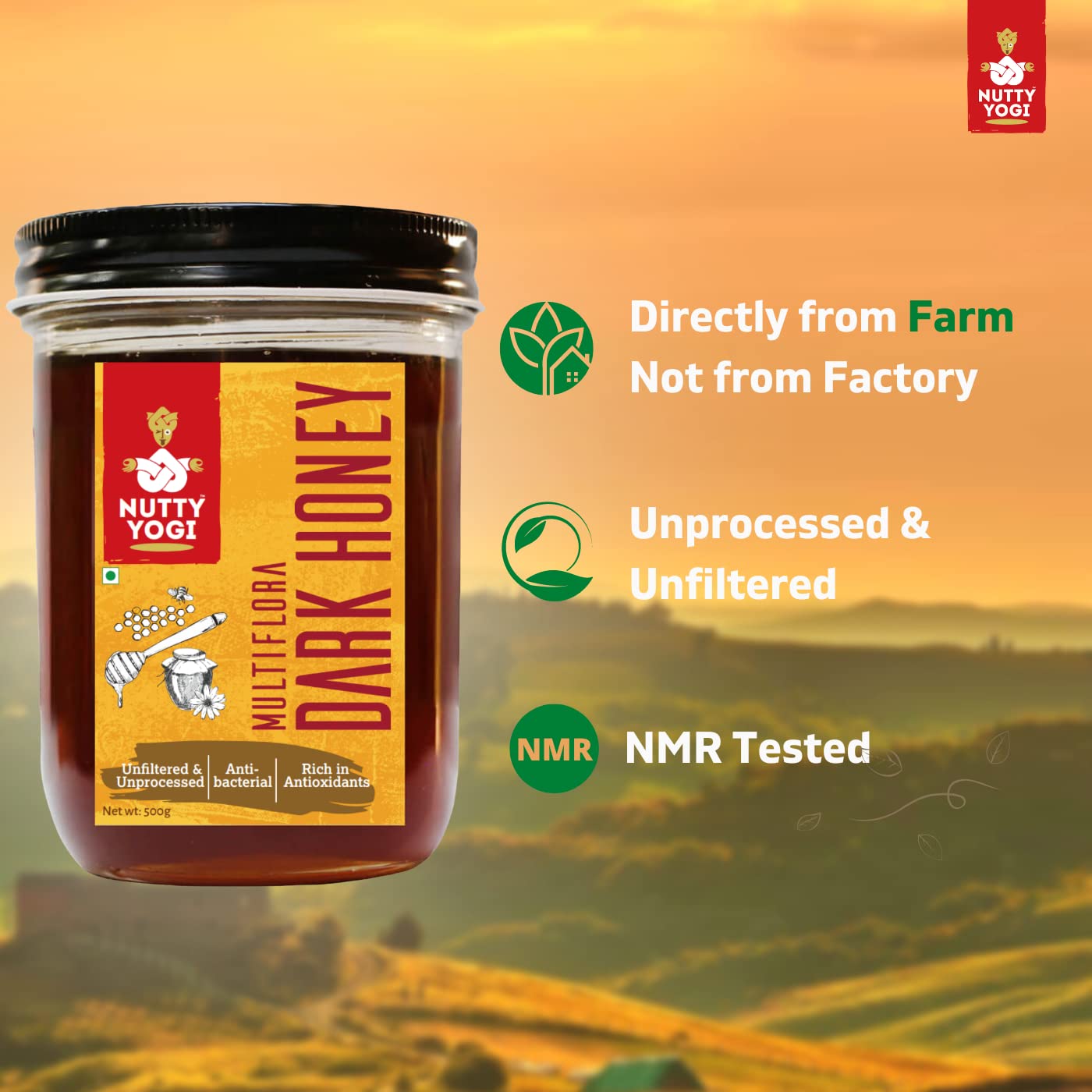 Nutty Yogi Multiflora Honey 500 gm 3
