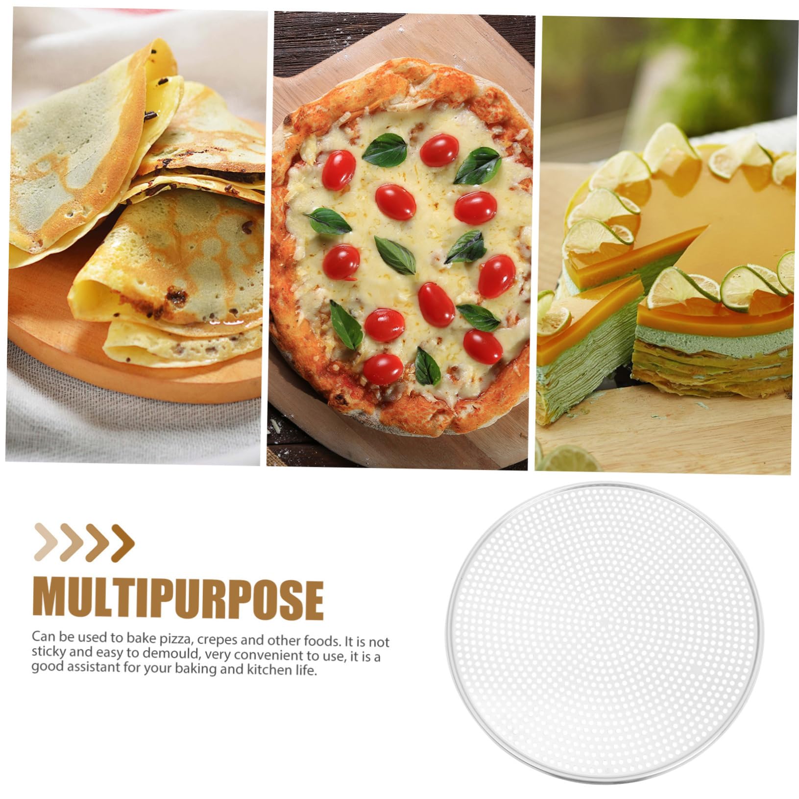 Runde Pizzapfanne aus Aluminium mit Löchern Perforiertes Pizzablech für Bessere Wärmeleitung und Einfaches Lösen für Kaffeehäuser und Westliche Restaurants Silberfarben