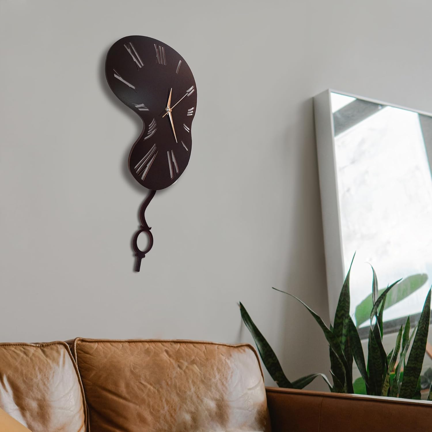 Salvador Dali Melting Pendulum Wall Clock Watch Melted Clock Swinging Wall Clock for Home Decor, Decorative Clock for Living Room, Bedroom, Office.