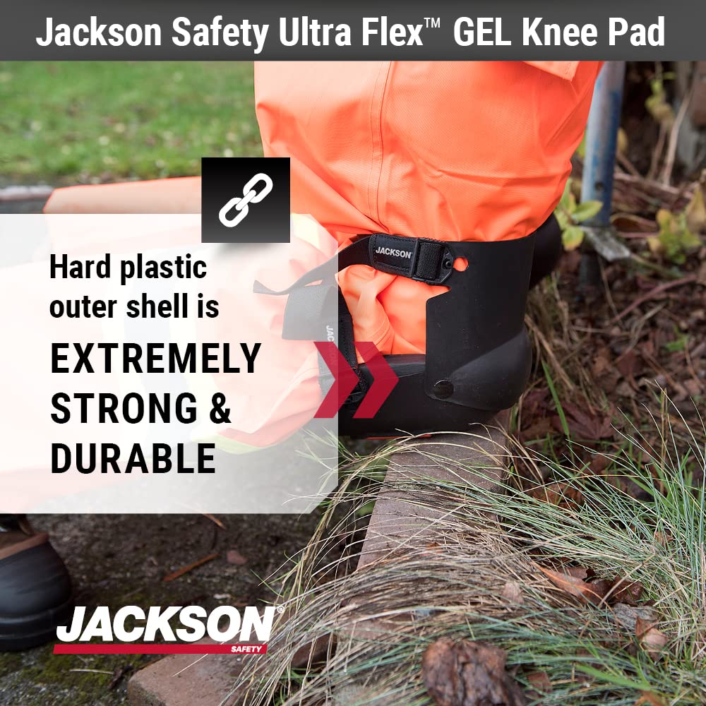 JACKSON SAFETY 95110 Universal, Grey/Orange Ultra-Flex Premium Grade protective durable comfort anti-slip Knee Pads for construction, work, gardening, flooring or DIY, grey