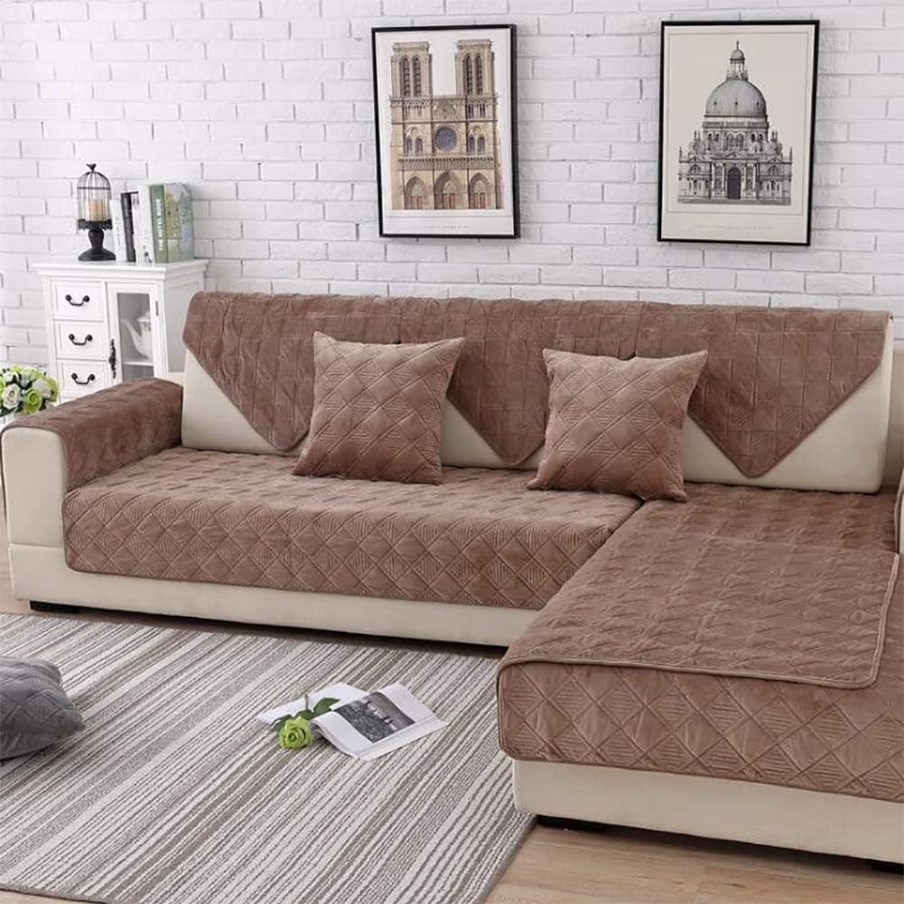 Diumy Solid Color Plush Sofa Cover,Pets Dog Sectional Couch Slipcover Stain Resistant Multi-Size Couch Cover Furniture Protector -Sold by Piece A 70x90cm(28x35inch)