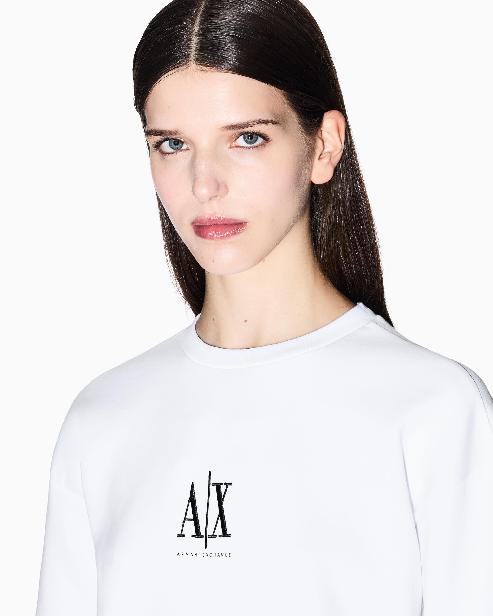 Armani Exchange Icon Project, Embroidered Logo, Crewneck Maglia di Tuta Donna